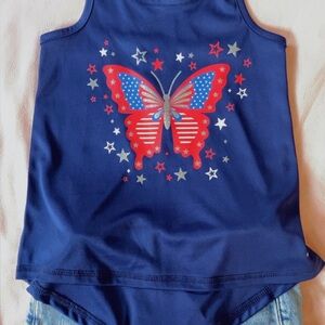 Kids Blue Butterfly Tank Top
